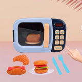Maxbell Realistic Food Cooking Toys Learning for Kids 3+ Mini Microwave Oven Playset blue