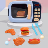 Maxbell Realistic Food Cooking Toys Learning for Kids 3+ Mini Microwave Oven Playset blue