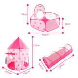 Maxbell Kid Tents and Tunnels 3 in1 Crawl Tunnel for Children Gift Babies Pink