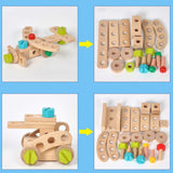 Maxbell Toddlers Wooden Tool Toys with Tool Box Wood Tool Set for Kids for Patterning