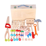Maxbell Toddlers Wooden Tool Toys with Tool Box Wood Tool Set for Kids for Patterning