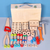 Maxbell Toddlers Wooden Tool Toys with Tool Box Wood Tool Set for Kids for Patterning