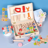 Maxbell Toddlers Wooden Tool Toys with Tool Box Wood Tool Set for Kids for Patterning