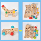 Maxbell Toddlers Wooden Tool Toys with Tool Box Wood Tool Set for Kids for Patterning