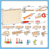 Maxbell Toddlers Wooden Tool Toys with Tool Box Wood Tool Set for Kids for Patterning