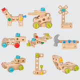 Maxbell Toddlers Wooden Tool Toys with Tool Box Wood Tool Set for Kids for Patterning