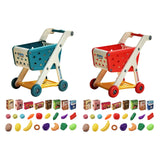 Maxbell Kids Shopping Cart Trolley Set with Pretend Play Accessory Desk Storage Toys Red