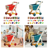 Maxbell Kids Shopping Cart Trolley Set with Pretend Play Accessory Desk Storage Toys Red