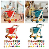 Maxbell Kids Shopping Cart Trolley Set with Pretend Play Accessory Desk Storage Toys Red