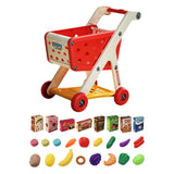 Maxbell Kids Shopping Cart Trolley Set with Pretend Play Accessory Desk Storage Toys Red