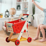 Maxbell Kids Shopping Cart Trolley Set with Pretend Play Accessory Desk Storage Toys Red