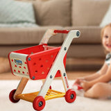 Maxbell Kids Shopping Cart Trolley Set with Pretend Play Accessory Desk Storage Toys Red