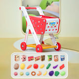 Maxbell Kids Shopping Cart Trolley Set with Pretend Play Accessory Desk Storage Toys Red
