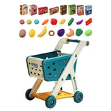 Maxbell Kids Shopping Cart Trolley Set with Pretend Play Accessory Desk Storage Toys Blue