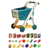 Maxbell Kids Shopping Cart Trolley Set with Pretend Play Accessory Desk Storage Toys Blue