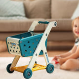Maxbell Kids Shopping Cart Trolley Set with Pretend Play Accessory Desk Storage Toys Blue