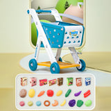 Maxbell Kids Shopping Cart Trolley Set with Pretend Play Accessory Desk Storage Toys Blue