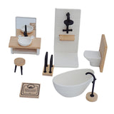 Maxbell 1:12 Scale Dollhouse Bathroom Set Tub Toilet Model Pretend Toys for Children