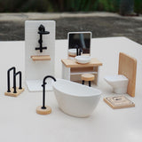 Maxbell 1:12 Scale Dollhouse Bathroom Set Tub Toilet Model Pretend Toys for Children