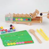 Maxbell Crocodile Clip Bead Toy Wooden Beads Game for Girls Boys 3 4 5 Year Old Kids