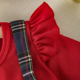 Maxbell Baby Girl Dress with Bow Headband Party Dresses Cute Puff Sleeve Plaid Dress