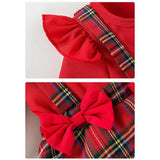 Maxbell Baby Girl Dress with Bow Headband Party Dresses Cute Puff Sleeve Plaid Dress