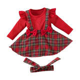 Maxbell Baby Girl Dress with Bow Headband Party Dresses Cute Puff Sleeve Plaid Dress