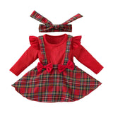 Maxbell Baby Girl Dress with Bow Headband Party Dresses Cute Puff Sleeve Plaid Dress