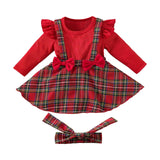Maxbell Baby Girl Dress with Bow Headband Party Dresses Cute Puff Sleeve Plaid Dress