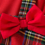 Maxbell Baby Girl Dress with Bow Headband Party Dresses Cute Puff Sleeve Plaid Dress