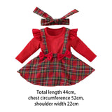 Maxbell Baby Girl Dress with Bow Headband Party Dresses Cute Puff Sleeve Plaid Dress