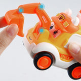 Maxbell Press and Go Car Durable Cute Vehicles Toys for Kindergarten Kids Preschool engineering car