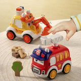 Maxbell Press and Go Car Durable Cute Vehicles Toys for Kindergarten Kids Preschool fire truck