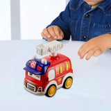 Maxbell Press and Go Car Durable Cute Vehicles Toys for Kindergarten Kids Preschool fire truck