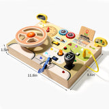 Maxbell Montessori Busy Board Kids Sensory Toys Cognition Game Analog Steering Wheel