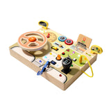Maxbell Montessori Busy Board Kids Sensory Toys Cognition Game Analog Steering Wheel