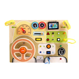 Maxbell Montessori Busy Board Kids Sensory Toys Cognition Game Analog Steering Wheel