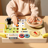 Maxbell Montessori Busy Board Kids Sensory Toys Cognition Game Analog Steering Wheel