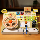 Maxbell Montessori Busy Board Kids Sensory Toys Cognition Game Analog Steering Wheel