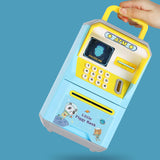 Maxbell Electronic Fingerprint ATM Piggy Bank Password ATM Machine for Children Kids Blue