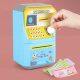 Maxbell Electronic Fingerprint ATM Piggy Bank Password ATM Machine for Children Kids Blue