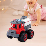 Maxbell Children Construction Truck Screwdriver Toy Take Apart Car Toy for Children Fire Truck