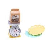 Maxbell 4Pcs 1:12 Dollhouse Miniature Kitchen Scale Flour Bag Plates for Dining Room