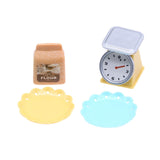 Maxbell 4Pcs 1:12 Dollhouse Miniature Kitchen Scale Flour Bag Plates for Dining Room