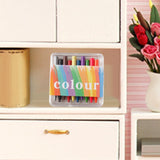 Maxbell 1/12 Dollhouse Crayons Pencils with Acrylic Storage Case Mini Painting Tools
