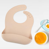 Maxbell Baby Bibs with Large Pocket Breathable Comfortable Eating Bibs for Boys Kids Apricot