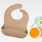 Maxbell Baby Bibs with Large Pocket Breathable Comfortable Eating Bibs for Boys Kids Light Brown