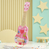 Maxbell Kids Toy Ukulele Musical with Picks for Boy Girls Preschool Ukulele Beginner Pink