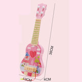 Maxbell Kids Toy Ukulele Musical with Picks for Boy Girls Preschool Ukulele Beginner Pink