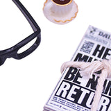Maxbell Dollhouse Decoration Accessories Newspaper Glasses Coffee Set for Dollhouse